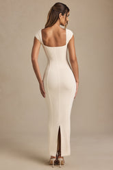 Modal Sweetheart-Neck Cap-Sleeve Midaxi Dress in Ivory